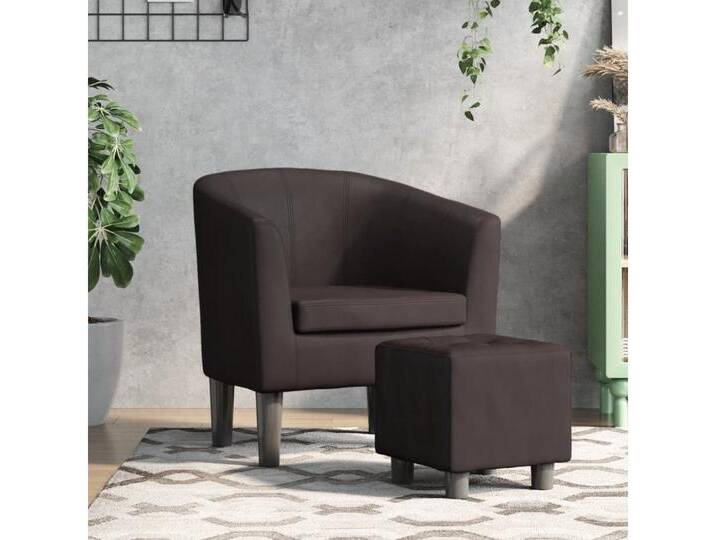 vidaXL Sessel Clubsessel mit Fußhocker Braun Kunstleder, braun von vidaXL