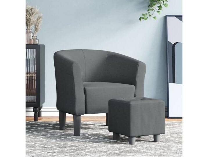 vidaXL Sessel Clubsessel mit Fußhocker Dunkelgrau Stoff, grau von vidaXL