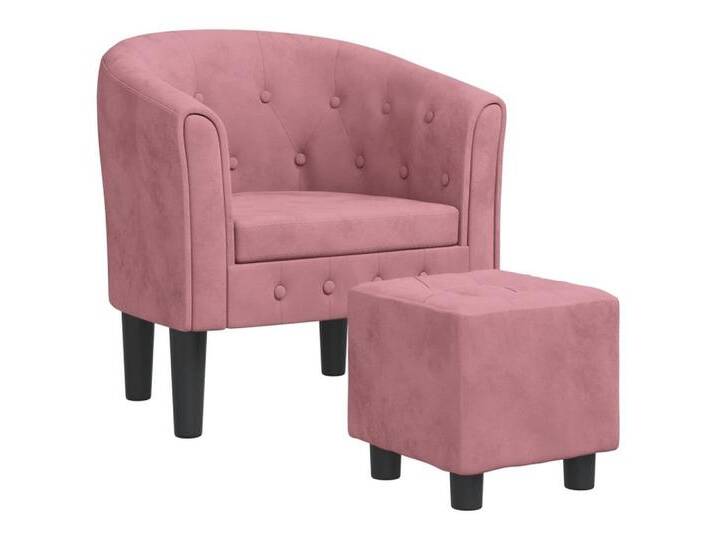vidaXL Sessel Clubsessel mit Fußhocker Rosa Samt (1-St), rosa, with footstool, Rosa von vidaXL