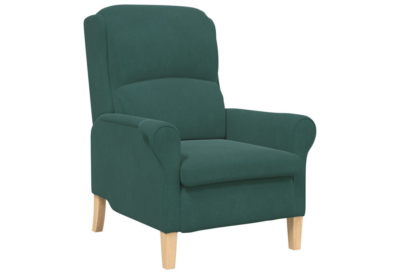vidaXL Sessel Dunkelgrüner Sessel Dunkelgrün Stoff mit Holzbeinen Mittel (1-St) von vidaXL