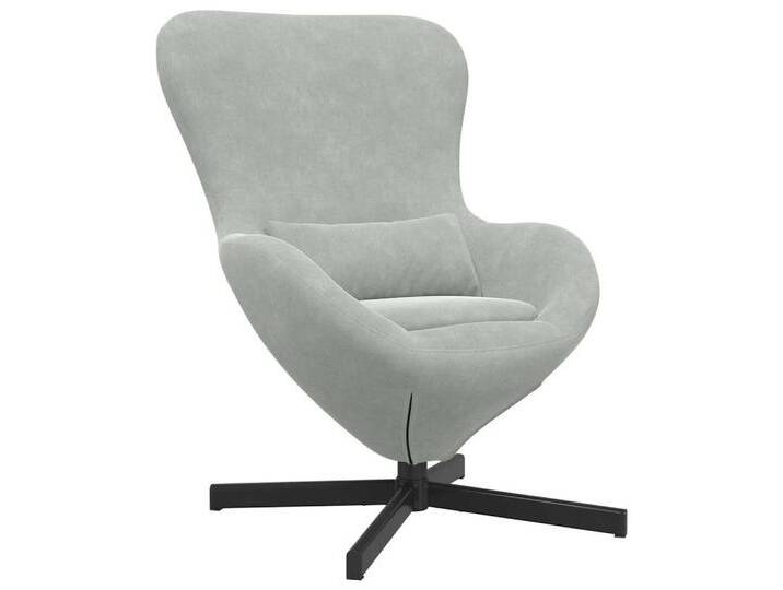vidaXL Sessel Eiersessel Hellgrau 63 x 73 x 90 cm Samt (1-St), grau, Hellgrau von vidaXL