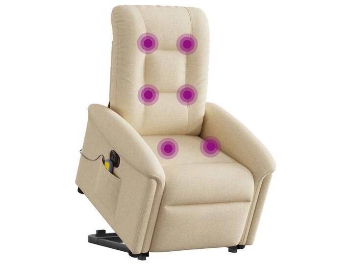 vidaXL Sessel Elektrischer Massagesessel mit Aufstehhilfe Creme Stoff (1-St), Electric push back, Creme von vidaXL