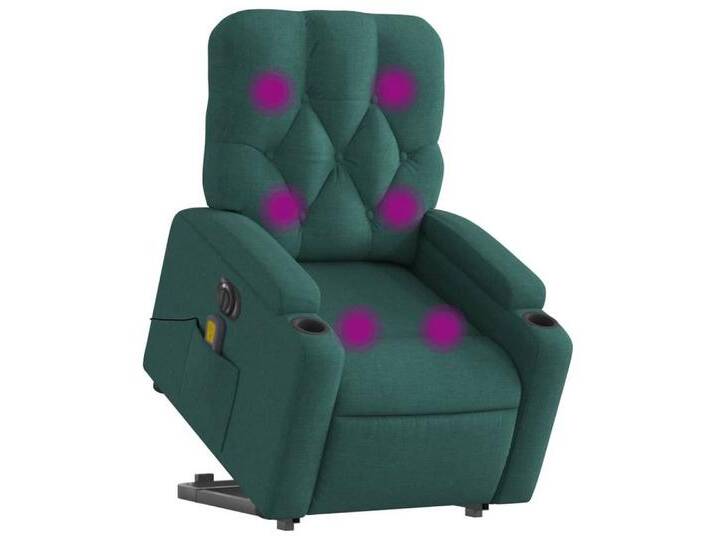 vidaXL Sessel Elektrischer Massagesessel mit Aufstehhilfe Dunkelgrün Stoff (1-St), grün, Elektrisches Neigungssystem, Dunkelgrün von vidaXL