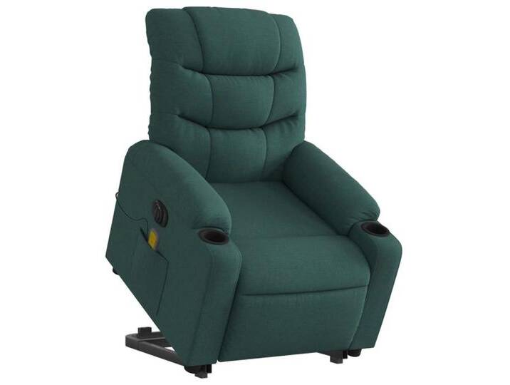 vidaXL Sessel Elektrischer Massagesessel mit Aufstehhilfe Dunkelgrün Stoff (1-St), grün, Elektrisches Neigungssystem, Dunkelgrün von vidaXL