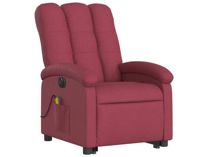 vidaXL Sessel Elektrischer Massagesessel mit Aufstehhilfe Weinrot Stoff (1-St), rot, Elektrisches Neigungssystem, Weinrot von vidaXL