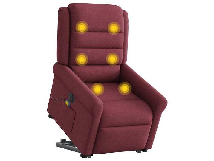 vidaXL Sessel Elektrischer Massagesessel mit Aufstehhilfe Weinrot Stoff (1-St), rot, Elektrisches Neigungssystem, Weinrot von vidaXL