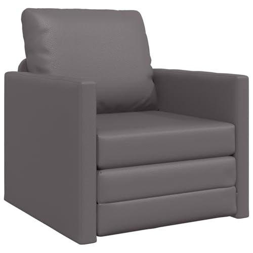 vidaXL Sessel Grau 74X77X81 cm Kunstleder Ergonomisches Design Langlebiges Material Für Wohnzimmer Stuhl Zeitgenössische Sitzmöbel Bequeme Möbel Indoor Moderner Sofa von vidaXL