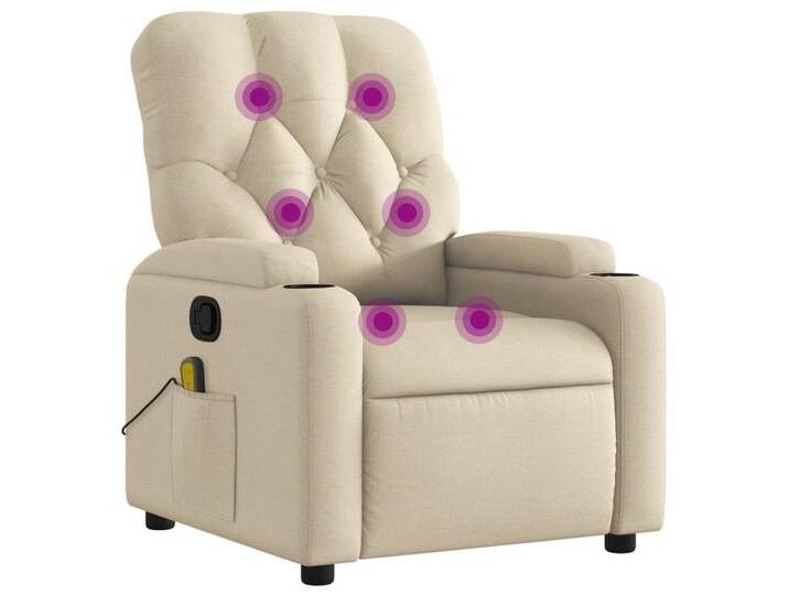 vidaXL Sessel Massage-Relaxsessel, cremefarbener Stoff (1-St), Creme von vidaXL