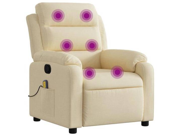 vidaXL Sessel Massage-Relaxsessel, cremefarbener Stoff (1-St), Creme von vidaXL