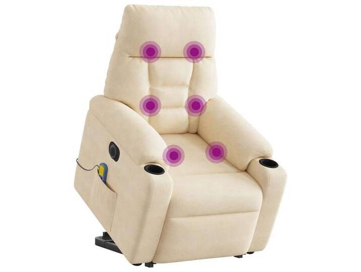 vidaXL Sessel Massagesessel Aufstehhilfe Elektrisch Beige Mikrofasergewebe (1-St), beige, Electric reclining function, Beige von vidaXL