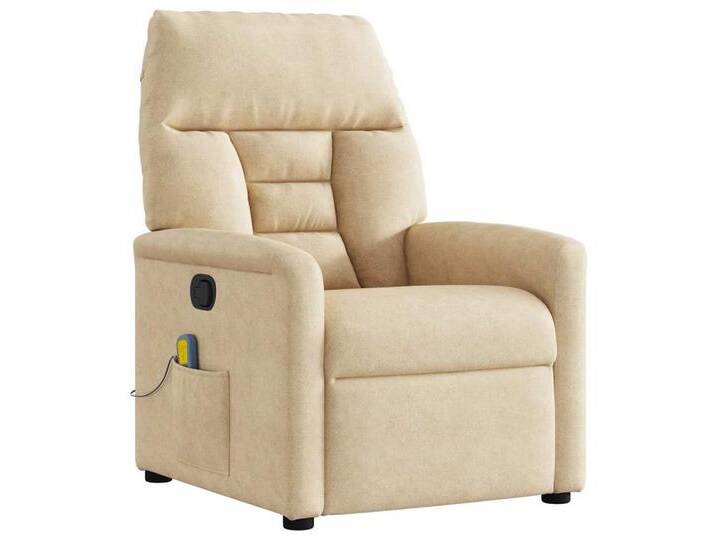 vidaXL Sessel Massagesessel Creme Mikrofasergewebe (1-St), Manual push back, Creme von vidaXL