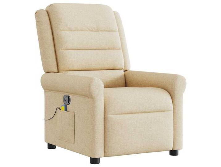 vidaXL Sessel Massagesessel Creme Stoff (1-St), Manuelles Neigesystem, Creme von vidaXL