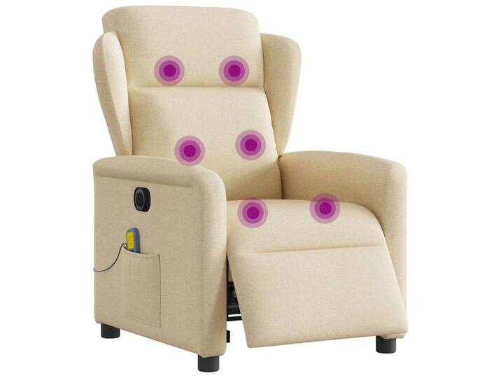 vidaXL Sessel Massagesessel Elektrisch Creme Stoff (1-St), Electric push back, Creme von vidaXL