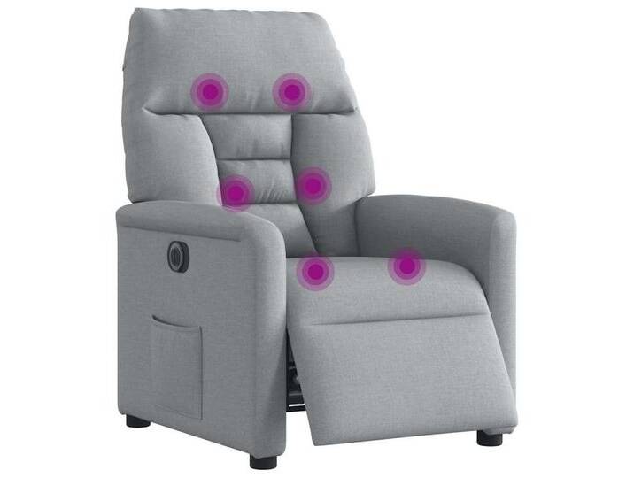 vidaXL Sessel Massagesessel Elektrisch Hellgrau Stoff (1-St), grau, Electric push back, Hellgrau von vidaXL