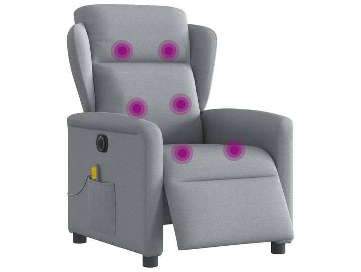 vidaXL Sessel Massagesessel Elektrisch Hellgrau Stoff (1-St), grau, Electric push back, Hellgrau von vidaXL