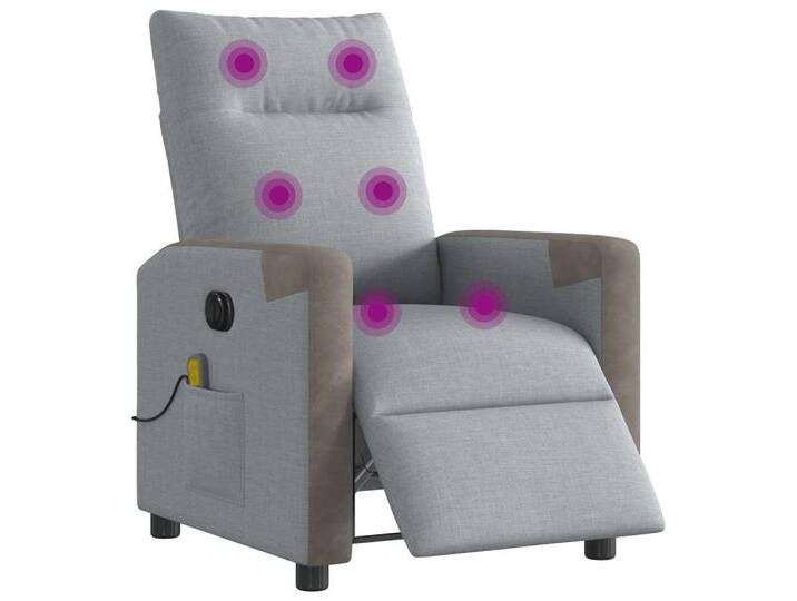 vidaXL Sessel Massagesessel Elektrisch Hellgrau Stoff (1-St), grau, Elektrisches Neigungssystem, Hellgrau von vidaXL