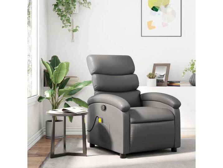 vidaXL Sessel Massagesessel Grau Kunstleder (1-St), grau, Manuelles Neigesystem, Grau von vidaXL