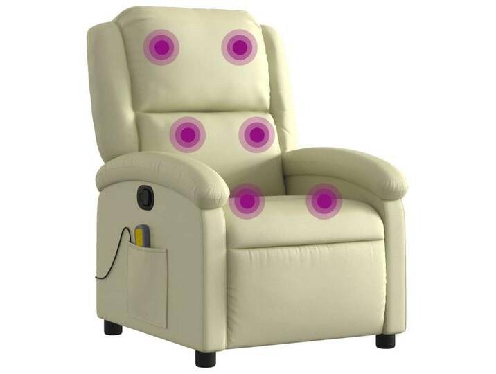 vidaXL Sessel Massagesessel Relaxsessel Echtleder Creme (1-St), Creme von vidaXL