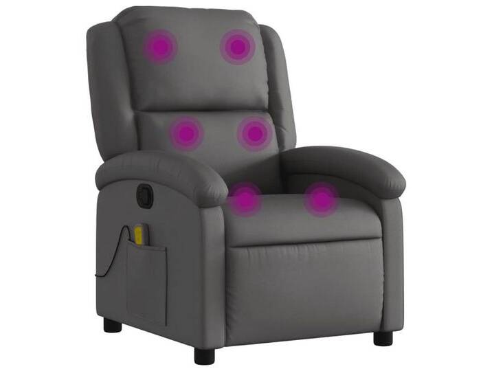 vidaXL Sessel Massagesessel Relaxsessel Echtleder Grau (1-St), grau, Grau von vidaXL