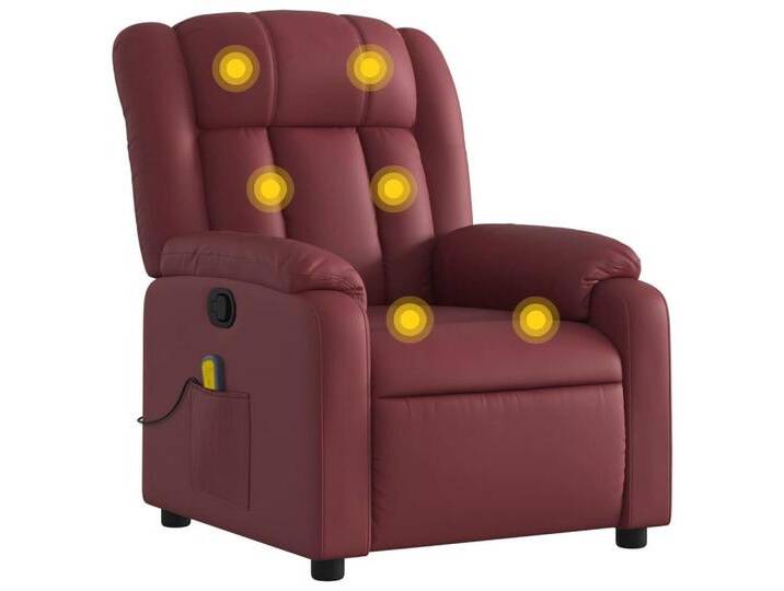 vidaXL Sessel Massagesessel Weinrot Kunstleder (1-St), rot, Manuelles Neigesystem, Rot von vidaXL