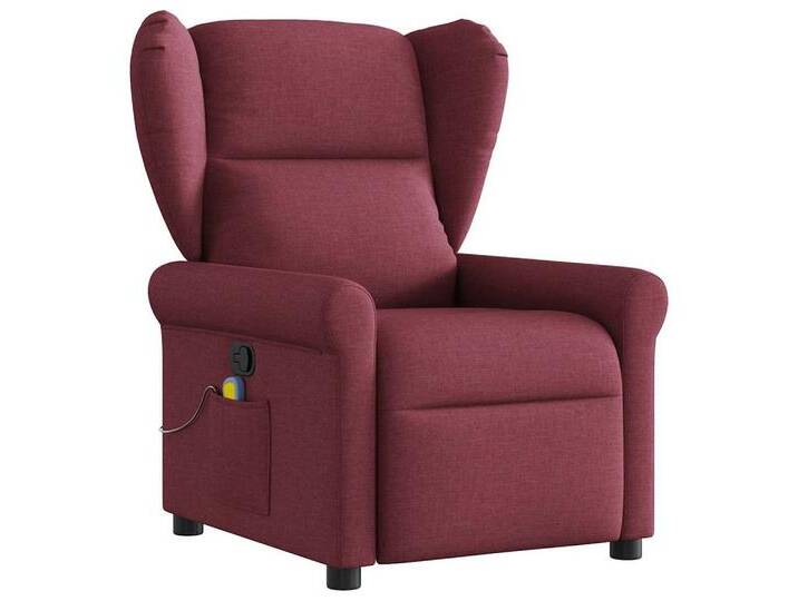 vidaXL Sessel Massagesessel Weinrot Stoff (1-St), rot, Manuelles Neigesystem, Weinrot von vidaXL