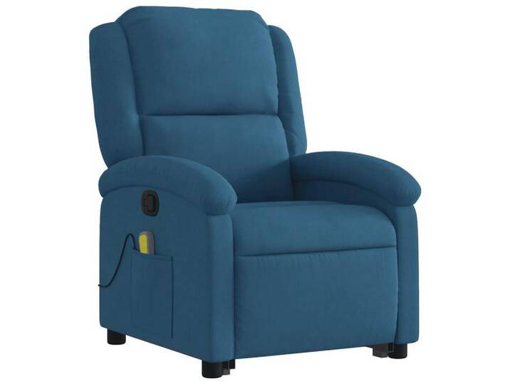 vidaXL Sessel Massagesessel mit Aufstehhilfe Blau Samt (1-St), blau, Manuelles Neigesystem, Blau von vidaXL