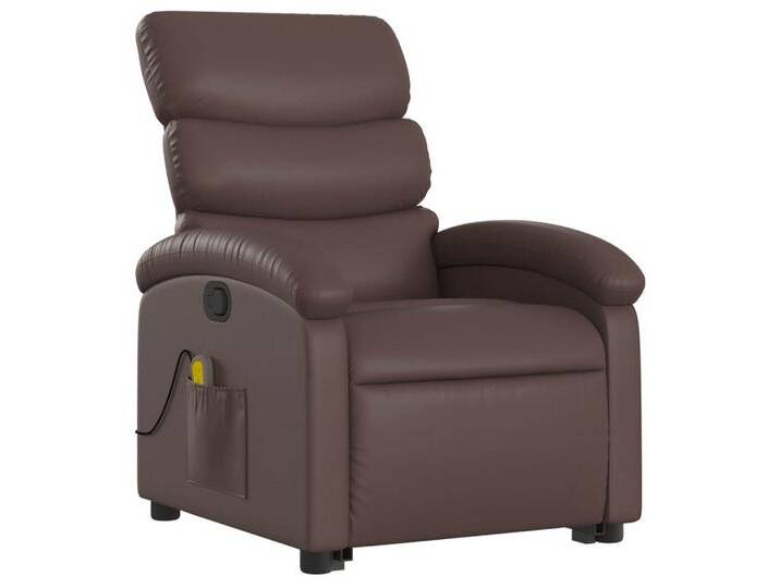 vidaXL Sessel Massagesessel mit Aufstehhilfe Braun Kunstleder (1-St), braun, Manuelles Neigesystem, Braun von vidaXL
