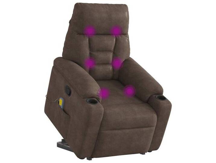 vidaXL Sessel Massagesessel mit Aufstehhilfe Braun Mikrofasergewebe (1-St), braun, Manual reclining function, Braun von vidaXL