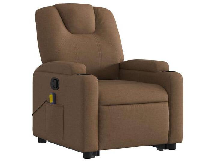 vidaXL Sessel Massagesessel mit Aufstehhilfe Braun Stoff (1-St), braun, Manuelles Neigesystem, Braun von vidaXL
