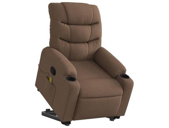 vidaXL Sessel Massagesessel mit Aufstehhilfe Braun Stoff (1-St), braun, Manuelles Neigesystem, Braun von vidaXL
