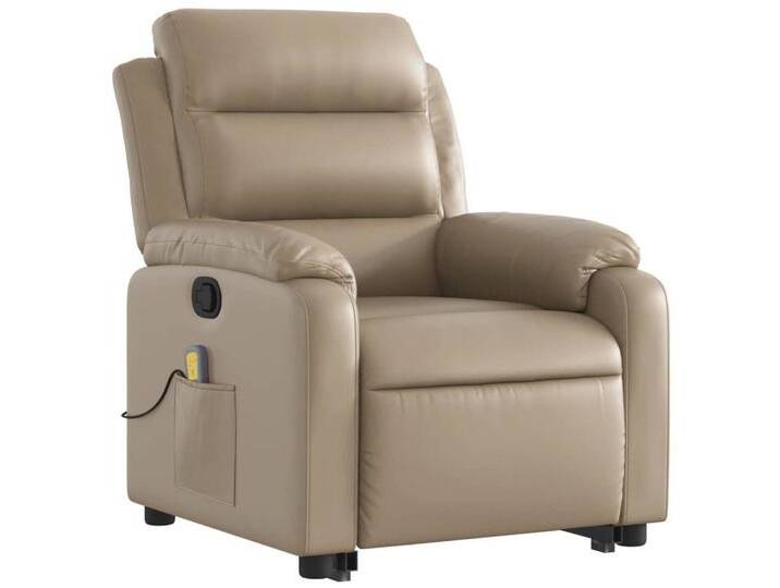 vidaXL Sessel Massagesessel mit Aufstehhilfe Cappuccino-Braun Kunstleder (1-St), Manuelles Neigesystem, Cappuccino von vidaXL