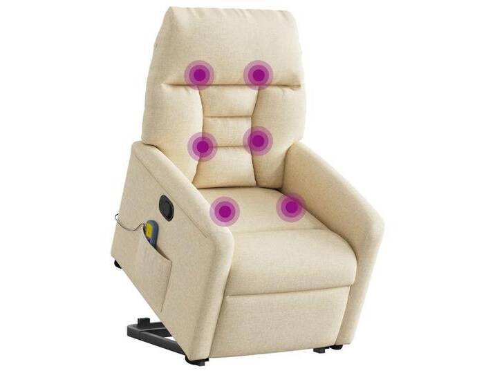 vidaXL Sessel Massagesessel mit Aufstehhilfe Creme Stoff (1-St), Manuelles Neigesystem, Creme von vidaXL