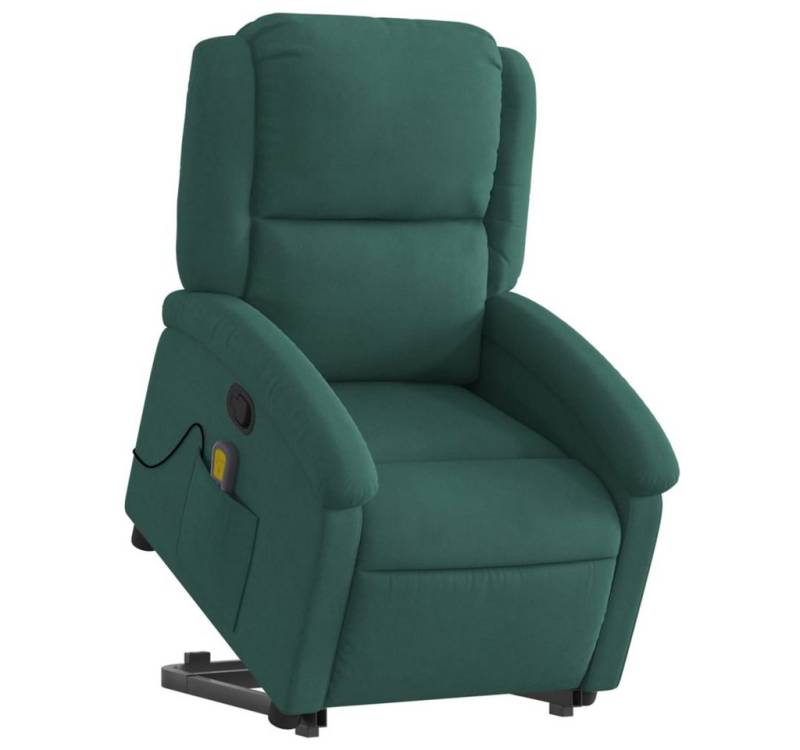 vidaXL Sessel Massagesessel mit Aufstehhilfe Dunkelgrün Samt (1-St) von vidaXL
