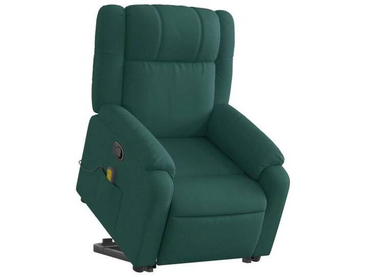 vidaXL Sessel Massagesessel mit Aufstehhilfe Dunkelgrün Stoff (1-St), Manuelles Neigesystem, DunkelgrÃ¼n von vidaXL