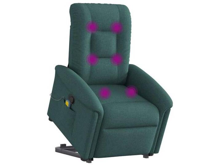vidaXL Sessel Massagesessel mit Aufstehhilfe Dunkelgrün Stoff (1-St), grün, Manuelles Neigesystem, Dunkelgrün von vidaXL