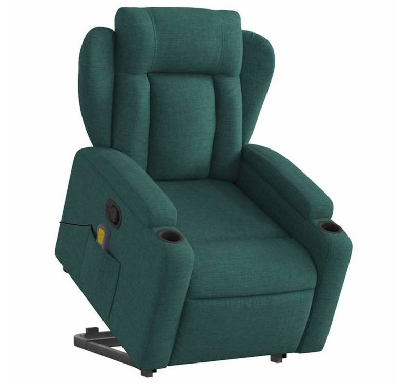 vidaXL Sessel Massagesessel mit Aufstehhilfe Dunkelgrün Stoff (1-St) von vidaXL