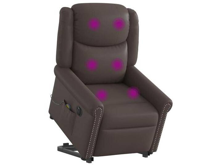 vidaXL Sessel Massagesessel mit Aufstehhilfe Elektrisch Glänzend Braun (1-St), braun, Elektrisches Neigungssystem, Braun von vidaXL