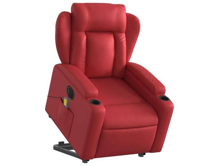 vidaXL Sessel Massagesessel mit Aufstehhilfe Elektrisch Rot Kunstleder (1-St), rot, Elektrisches Neigungssystem, Rot von vidaXL