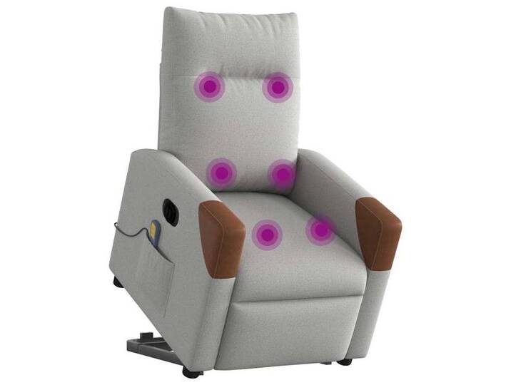 vidaXL Sessel Massagesessel mit Aufstehhilfe Elektrisch Wolkengrau Stoff (1-St), grau, Elektrisches Neigungssystem, Wolkengrau von vidaXL
