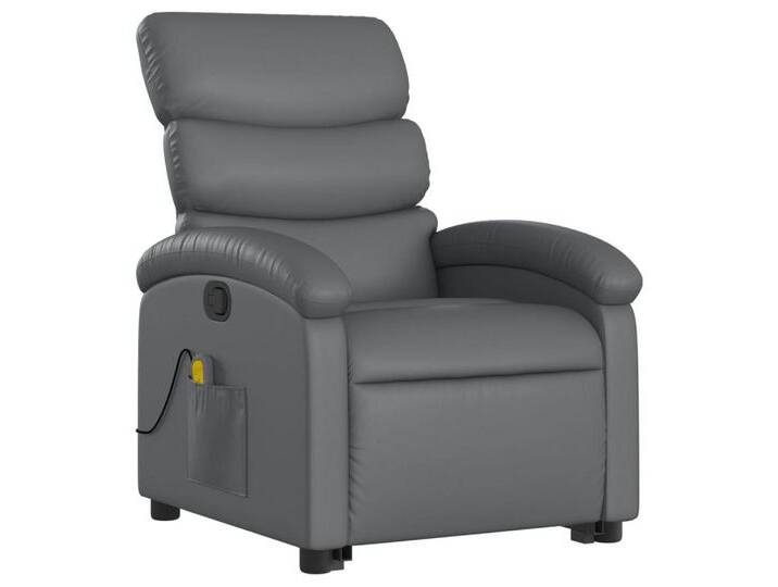 vidaXL Sessel Massagesessel mit Aufstehhilfe Grau Kunstleder (1-St), grau, Manuelles Neigesystem, Grau von vidaXL