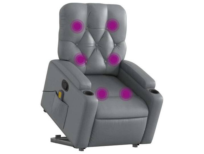 vidaXL Sessel Massagesessel mit Aufstehhilfe Grau Kunstleder (1-St), grau, Manuelles Neigesystem, Grau von vidaXL