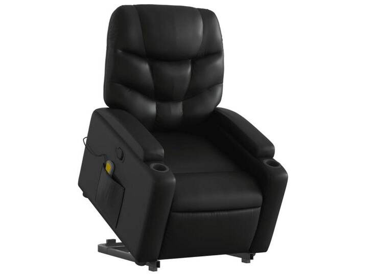 vidaXL Sessel Massagesessel mit Aufstehhilfe Schwarz Kunstleder (1-St), schwarz, Manuelles Neigesystem, Schwarz von vidaXL