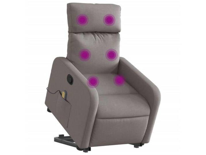 vidaXL Sessel Massagesessel mit Aufstehhilfe Taupe Stoff (1-St), Manuelles Neigesystem, Taupe von vidaXL