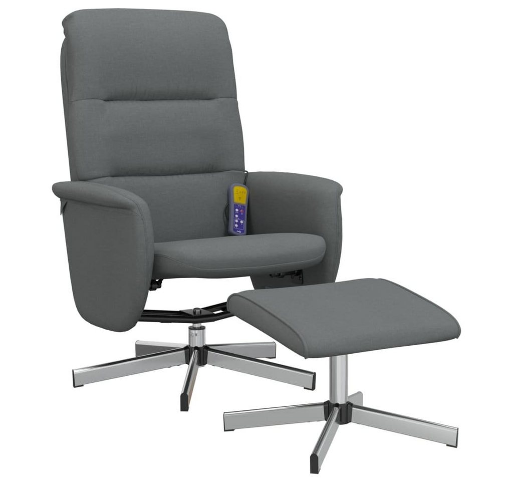 vidaXL Sessel Massagesessel mit Fußhocker Dunkelgrau Stoff (1-St) von vidaXL