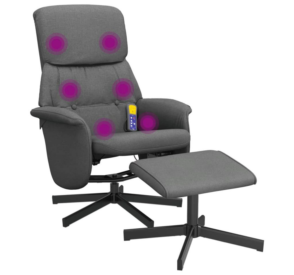 vidaXL Sessel Massagesessel mit Fußhocker Dunkelgrau Stoff (1-St) von vidaXL