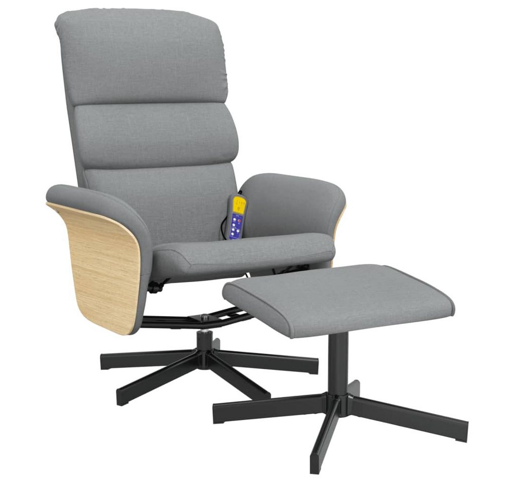 vidaXL Sessel Massagesessel mit Fußhocker Hellgrau Stoff (1-St) von vidaXL