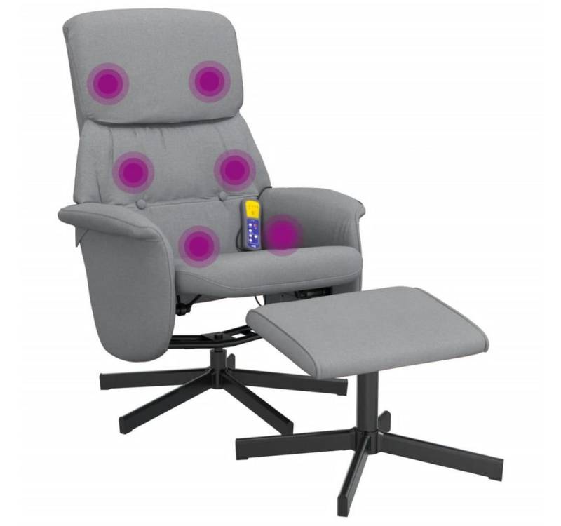 vidaXL Sessel Massagesessel mit Fußhocker Hellgrau Stoff (1-St) von vidaXL