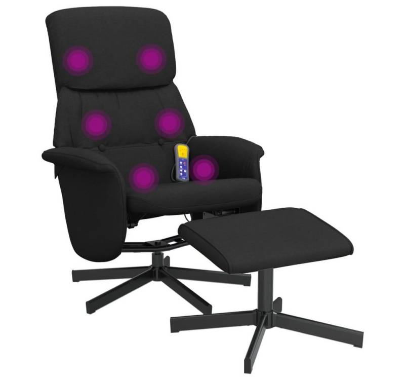 vidaXL Sessel Massagesessel mit Fußhocker Schwarz Stoff (1-St) von vidaXL