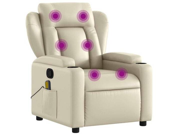 vidaXL Sessel Massagesessel mit Relaxfunktion, Kunstleder, Creme (1-St), Creme von vidaXL