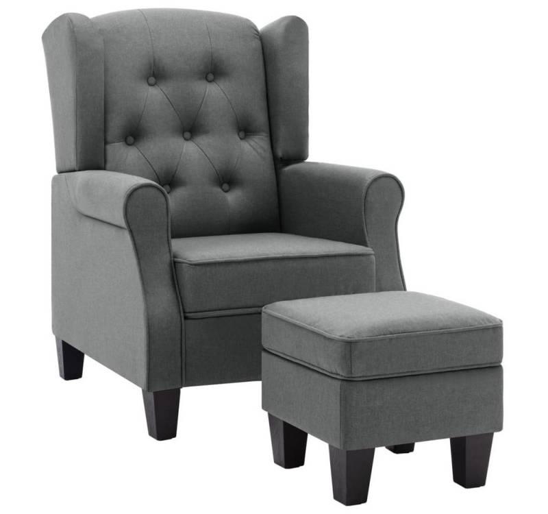 vidaXL Sessel Ohrensessel Relaxsessel Fernsehsessel Polstersessel mit Fußhocker Hell von vidaXL